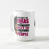 感情やアイディアに投資せず、ビジネスに投資 コーヒーマグカップ (正面左)