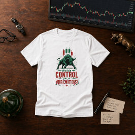 感情をコントロールする雄牛のトレーディングマインドセットデザイン Tシャツ
