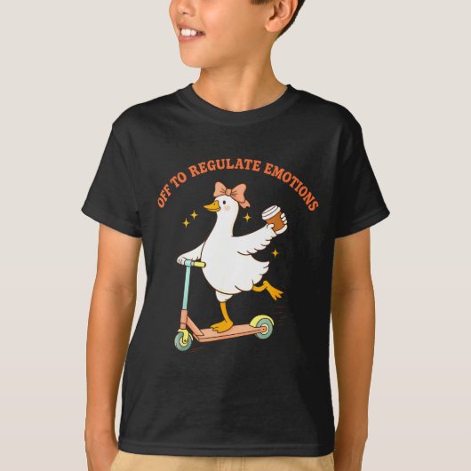 感情を整えるために出発する面白いガチョウのスクーター Tシャツ (正面)