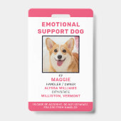 感情サポート犬ID - あなただけのペット写真 バッジ (正面)