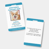 感情サポート犬ID 個人写真 バッジ (正面&裏面)