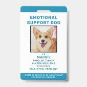感情サポート犬ID 個人写真 バッジ (正面)