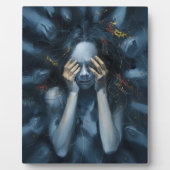 感情抽象芸術ポートレート- Surreal Blue Art フォトプラーク (正面)