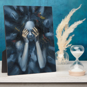 感情抽象芸術ポートレート- Surreal Blue Art フォトプラーク