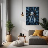 感情抽象芸術ポートレート- Surreal Blue Art ポスター