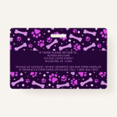 感情支援動物IDカスタムペットドッグ写真 バッジ (裏面)