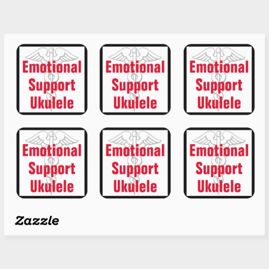 感情的なサポートウクレレ – ステッおもしろいカー スクエアシール (シート)