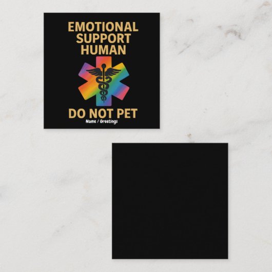 感情的なサポート人間がペットではない面白いハロウィーン スクエア名刺 (正面/裏面)