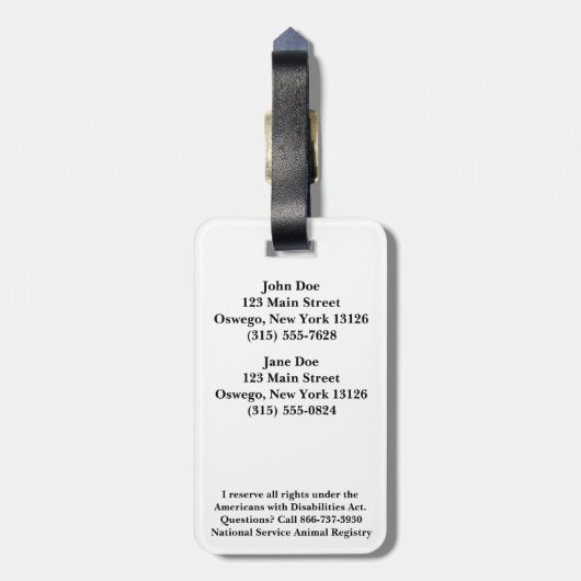 感情的なサポート動物の同一証明の荷物Ta ラゲッジタグ (裏面縦)