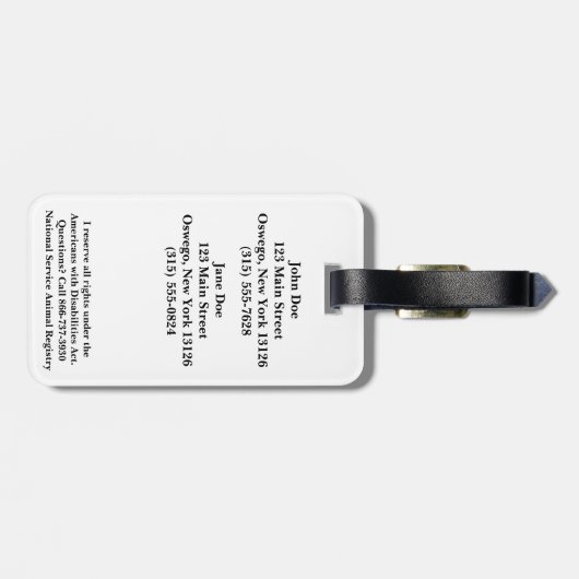 感情的なサポート動物の同一証明の荷物Ta ラゲッジタグ (裏面横)