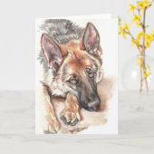 "感情的なジャーマン・シェパード" カード (黄色い花)