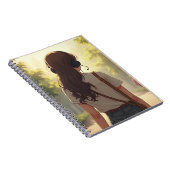 感情的なヘッドフォンを着ている女の子ノート ノートブック (右側)