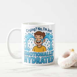 感情的に水分補給された面白い泣いているキャラクター コーヒーマグカップ