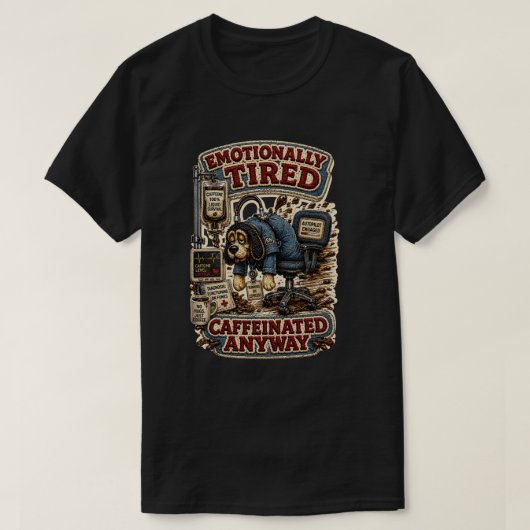 感情的に疲れた それでもカフェイン Tシャツ (デザイン正面)