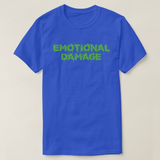 感情的ダメージヴィンテージグリーン文字 Tシャツ (デザイン正面)