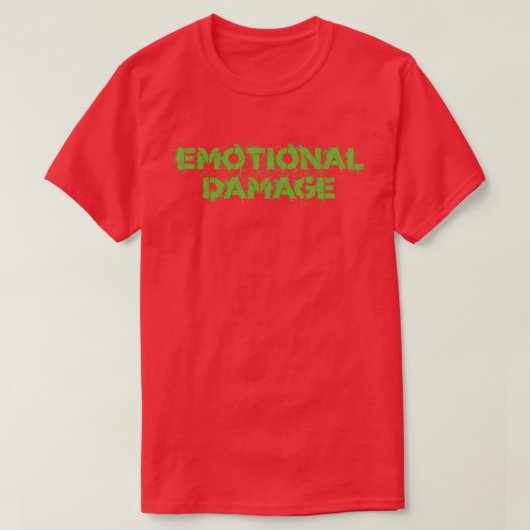 感情的ダメージヴィンテージグリーン文字 Tシャツ (デザイン正面)
