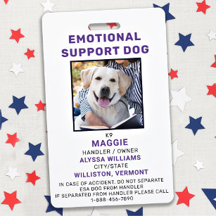 感情的パーソナライズされたサポート犬の写真IDバッジ バッジ
