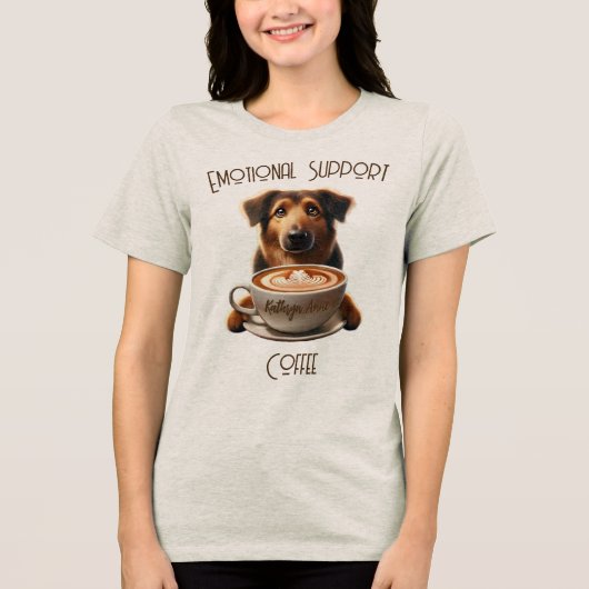 感情面でのコーヒーのおもしろい精神面での健康 トライブレンドＴシャツ (正面)