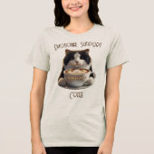 感情面での支援コーヒおもしろいー猫のメンタルヘルス トライブレンドTシャツ (正面)