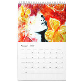 感情 – 水の色絵画の カレンダー (2月 2027)