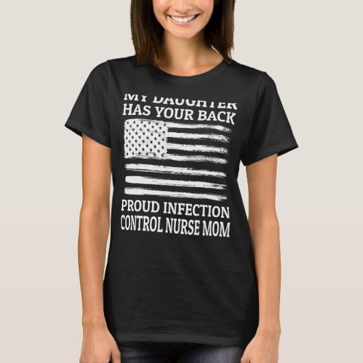 感染制御ナースママアパレルアメリカ国旗 Tシャツ (正面)