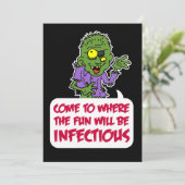 感染性おもしろいゾンビ漫画ハローウィンパーティ 招待状 (スタンド正面)