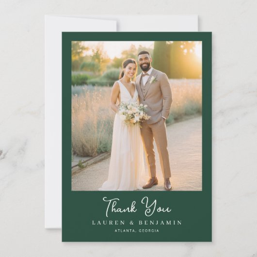 感激のダークグリーン写真 サンキューカード (正面)