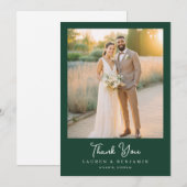 感激のダークグリーン写真 サンキューカード (正面/裏面)