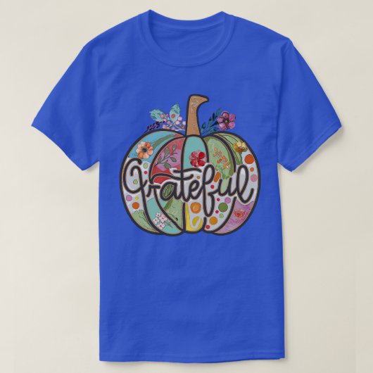 感激のパンプキン秋の花 国産ヒッピーのアート Tシャツ (デザイン正面)