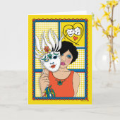 感覚のマスク_B_Greeting カード (黄色い花)