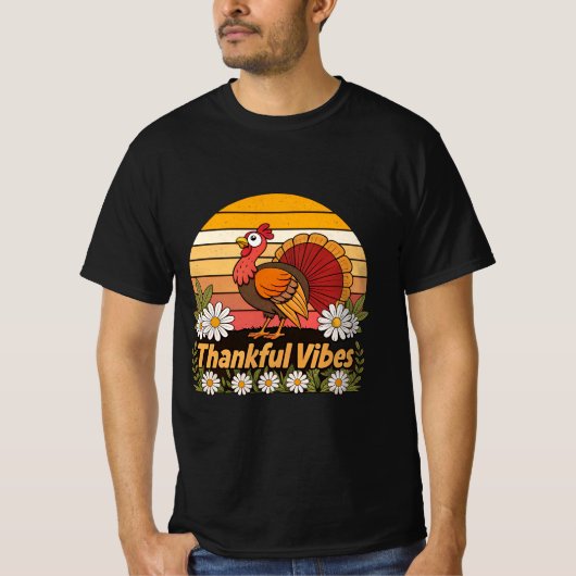 感謝おもしろいのバイブターキーレインボー感謝祭 Tシャツ (正面)