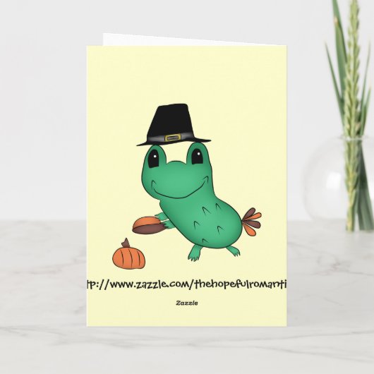 感謝おもしろいの巡礼者のカエル シーズンカード (裏面)