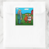 感謝おもしろいの気持ち「おいしい」ステッカー スクエアシール (バッグ)