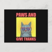 感謝おもしろいの猫の足と与え感謝していの ポストカード (正面)