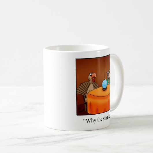 感謝おもしろいの言葉「なぜ沈黙が?」 マグ (正面右)