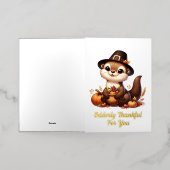 感謝おもしろい心の友よ感謝祭 箔グリーティングカード (外側レイダウン)