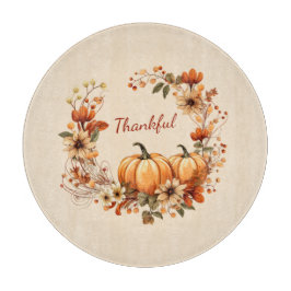 感謝かぼちゃと秋の花リース カッティングボード