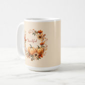 感謝かぼちゃと秋の花リース コーヒーマグカップ (正面左)