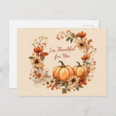 感謝かぼちゃと秋の花リース ポストカード (正面/裏面)