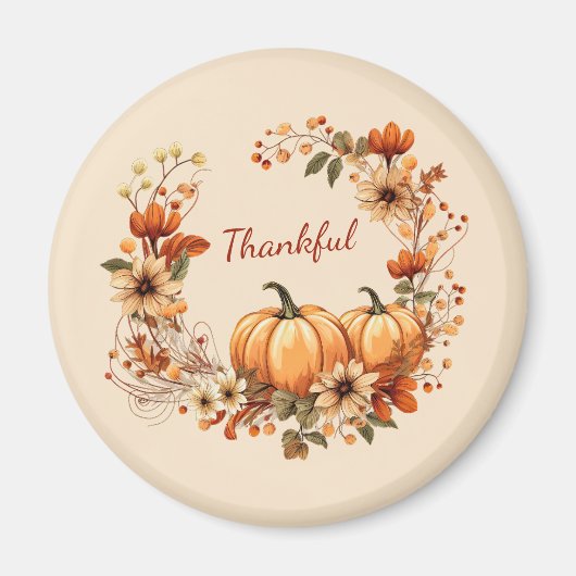 感謝かぼちゃと秋の花リース マグネット (正面)