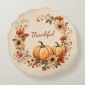 感謝かぼちゃと秋の花リース ラウンドクッション (裏面)