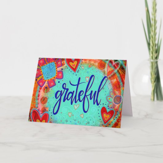 感謝かわいらし感動的ハートフローラおもしろい カード (正面)
