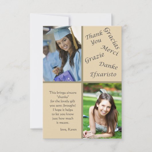 感謝が写真ノート感謝していしていることを言って下さい サンキューカード (正面)