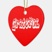 感謝ことわざグラフィティスタイルタイポグラフィ セラミックオーナメント (左)