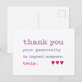 感謝しかありません。比べようのない寛大さ。本当に。 ポストカード (正面/裏面)