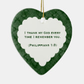 感謝したハートのパーソナライズな緑のギフト セラミックオーナメント (右)