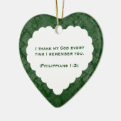 感謝したハートのパーソナライズな緑のギフト セラミックオーナメント (左)