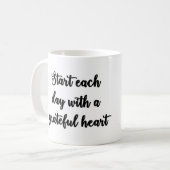 感謝したハートのマグから毎日始めて下さい コーヒーマグカップ (正面左)