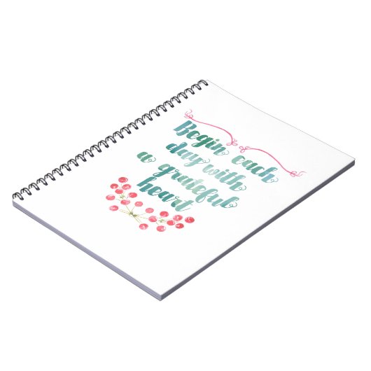 感謝したハートの引用文から毎日始めて下さい ノートブック (左側)