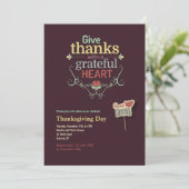 感謝したハートの感謝祭の招待状 招待状 (スタンド正面)